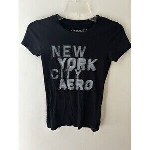 AEROPOSTALE Vintage Y2K Black Gray Letter Graphics logo Tops women T-shirt XS